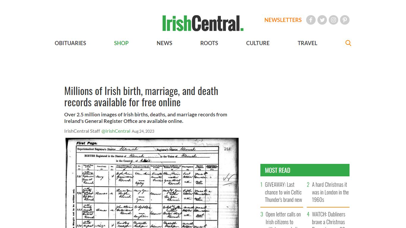 Irish birth, marriage, and death records free online - IrishCentral